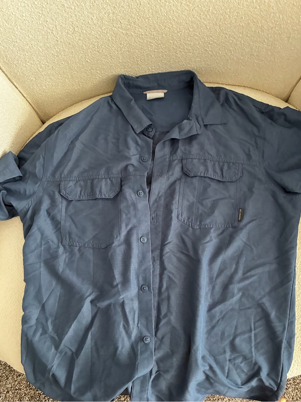 Columbia Navy Blue Short-Sleeve Button-Up Shirt